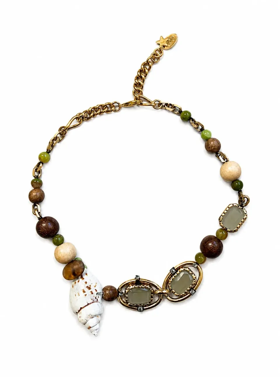 Rada Conchiglia Collana Catena con Perle Legno Vetro