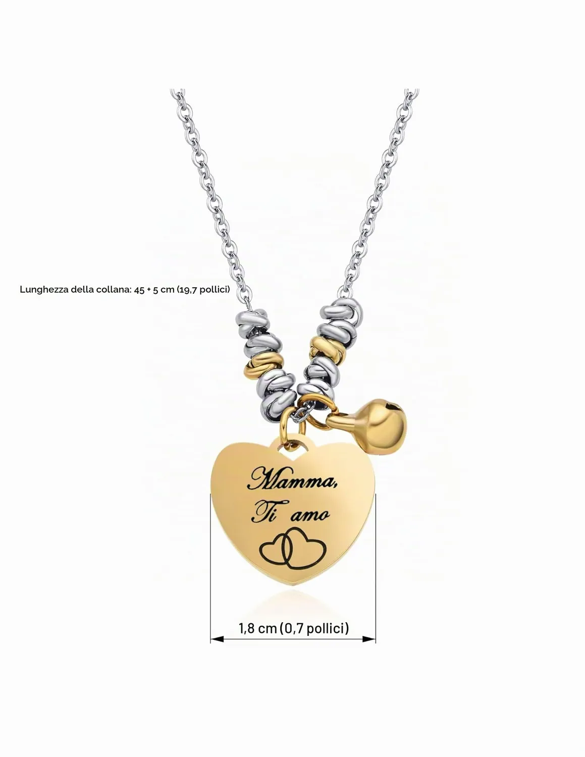 Dada Gioielli Collana Campanella Cuore Mamma Tutto Oro