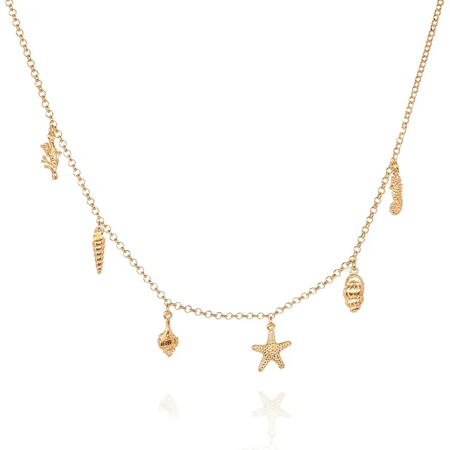 Diamond Treats collana mare argento placcato oro charm