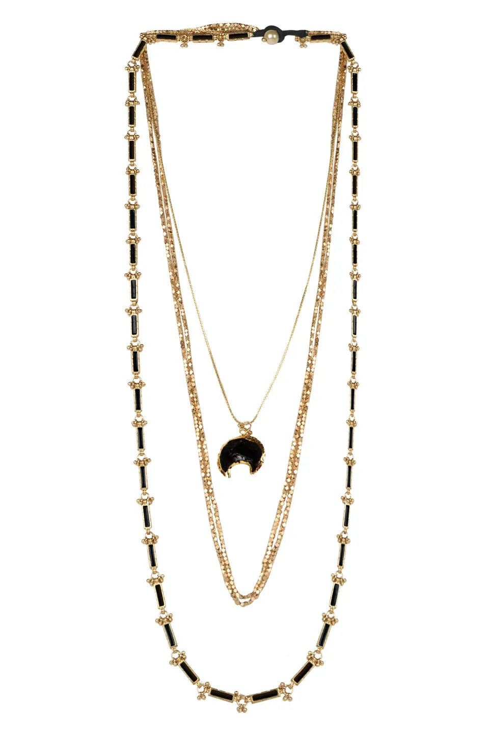 House of Tuhina Baisa Gold Indrani collana verde foglia oro