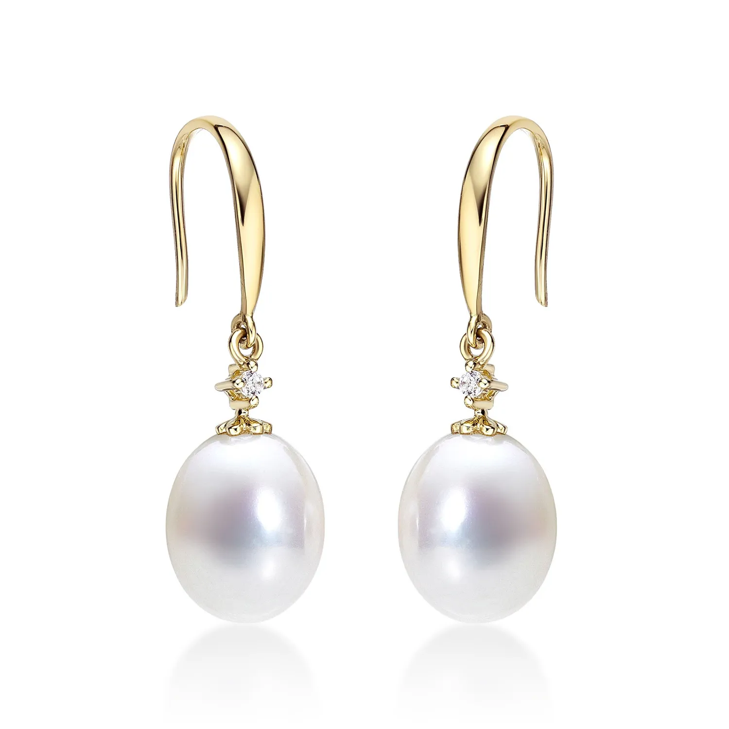 Diamond Treats Orecchini Pendenti Perle Oro Giallo 9K 8-8,5 mm