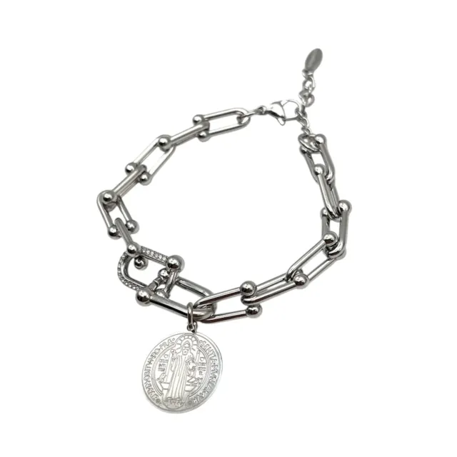 Ornamenta San Benedetto bracciale catena acciaio regolabile
