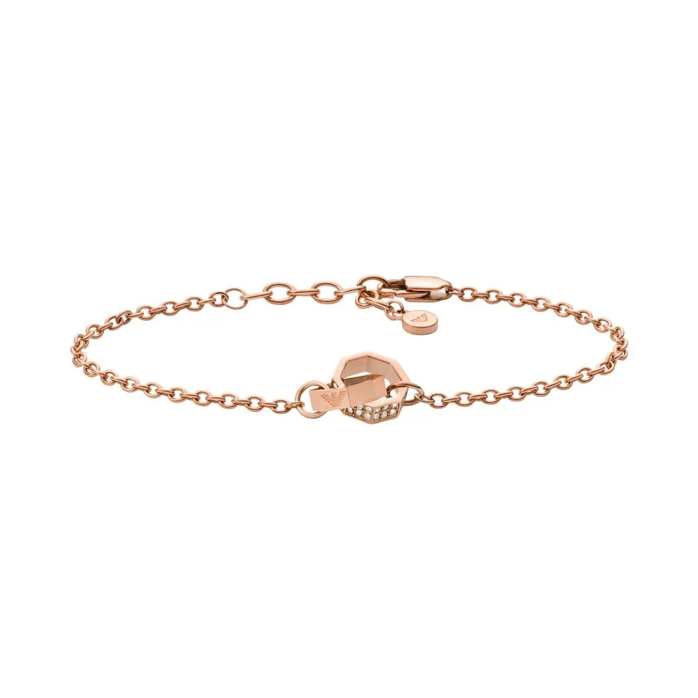 Emporio Armani Bracciale Donna Oro Rosa e Argento Acciaio
