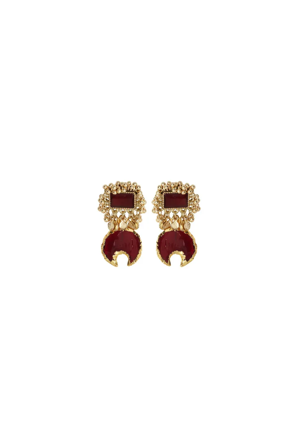 House of Tuhina Dhoori orecchini Maroon artigianali