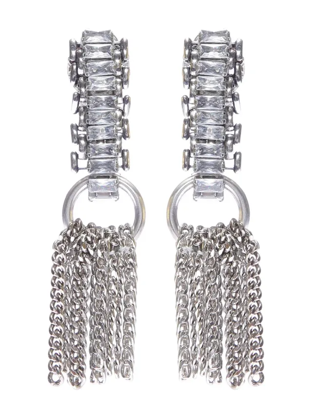 Rada Baguettes orecchini frange argento antico