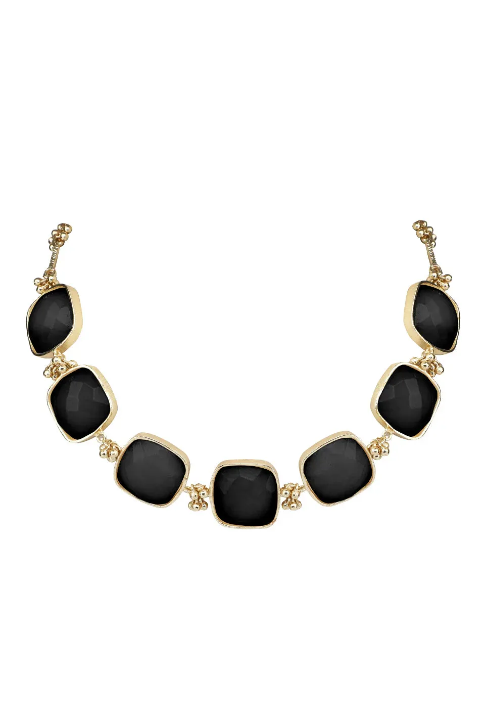 House of Tuhina Square Stone Collana Vetro Verde Foglia