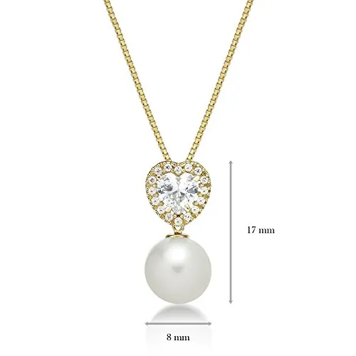 Diamond Treats Collana Perle Vere 8-8.5mm Oro 9kt Regolabile