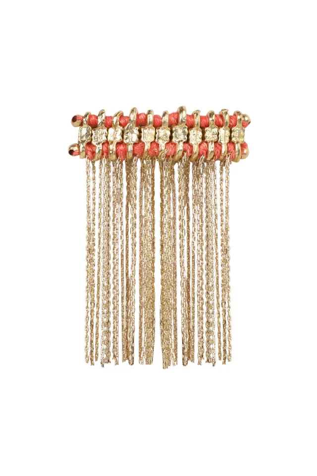 House of Tuhina Aliza Fringe Molletta Capelli Corallo Smaltata