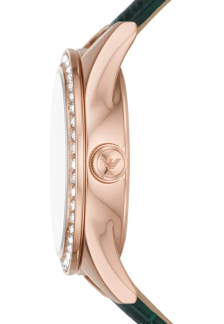 Emporio Armani orologio donna oro rosa glitter verde