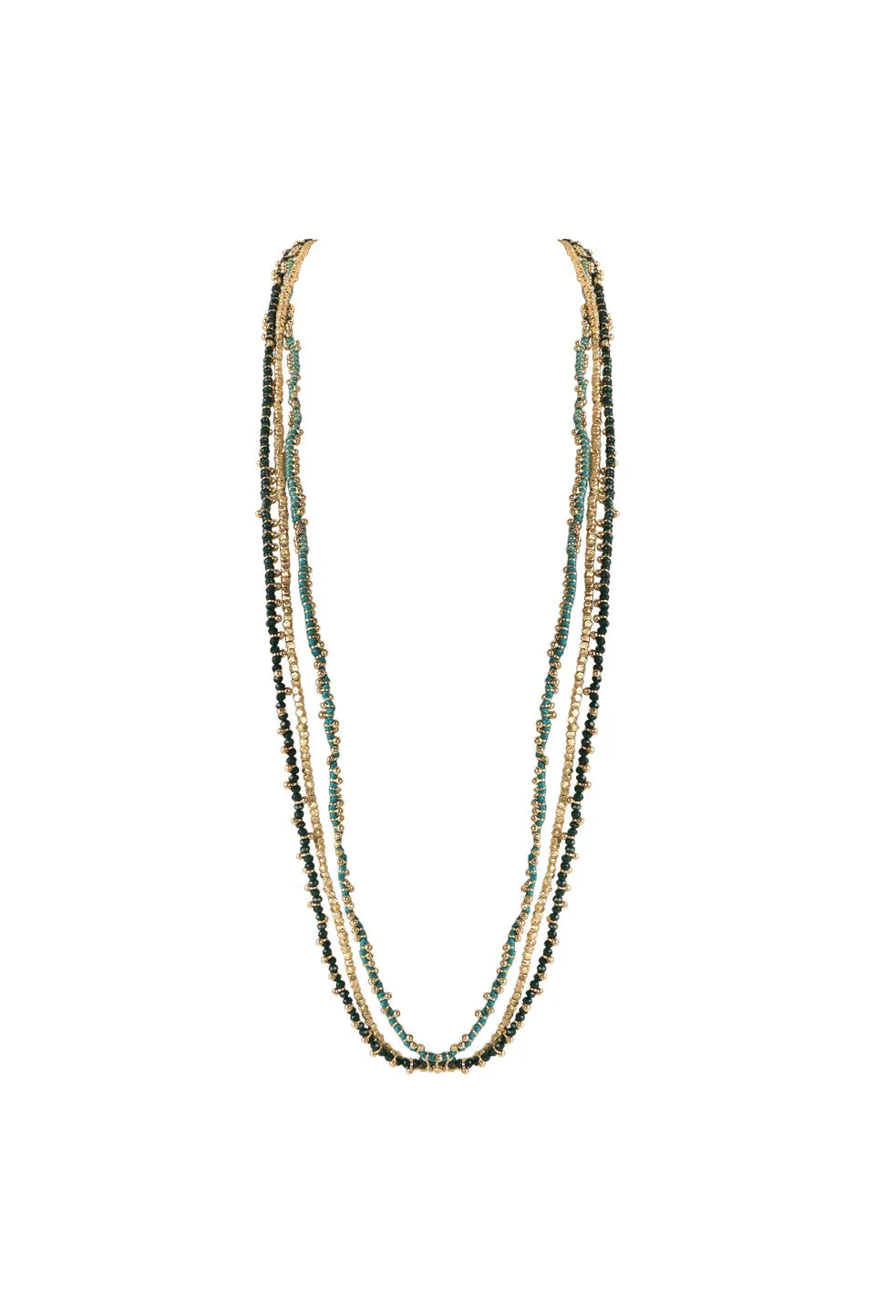 House of Tuhina Mohini girocollo verde mare oro sole