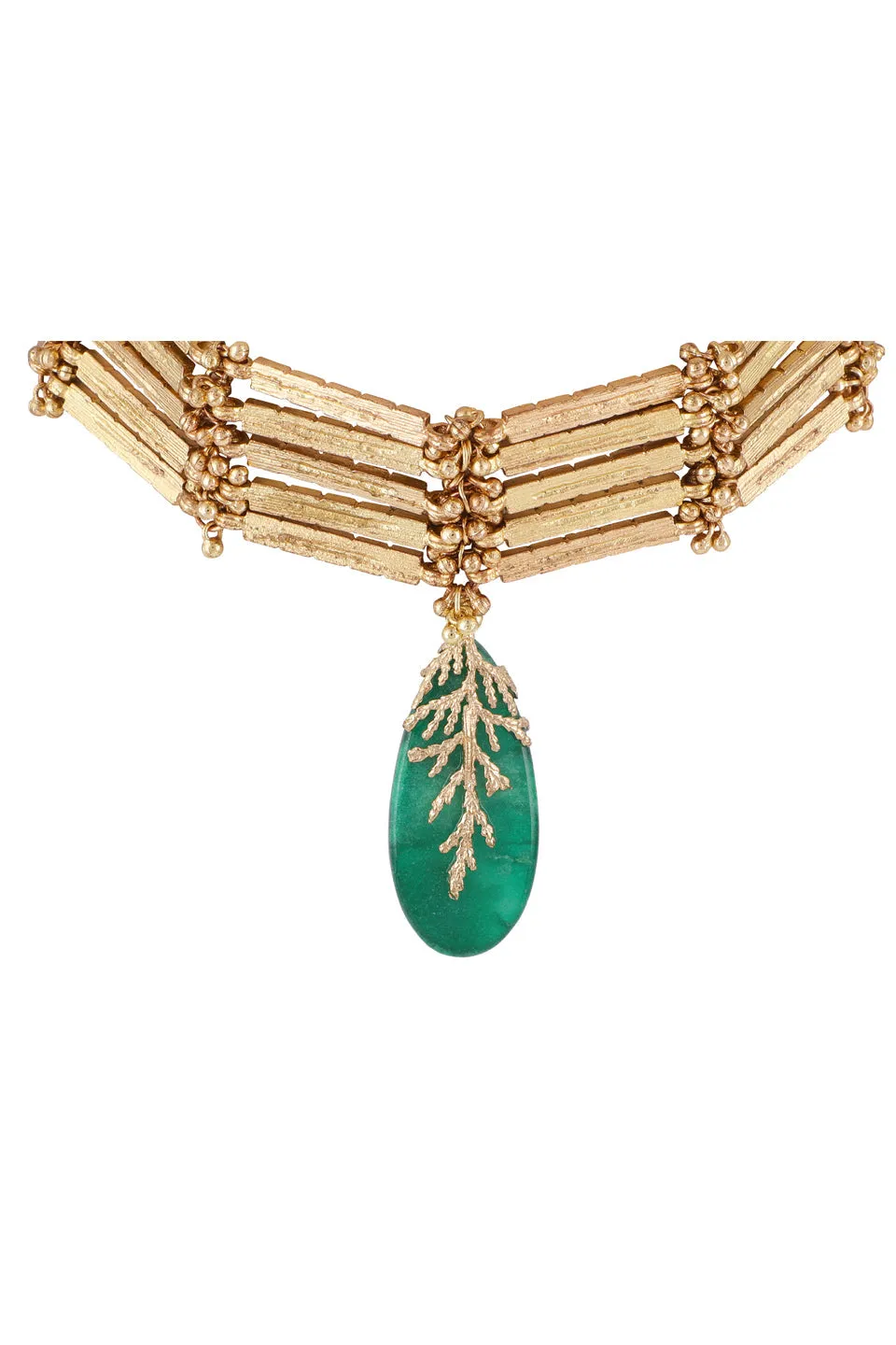 House of Tuhina Leaf Stone Link Choker collana avorio pietra