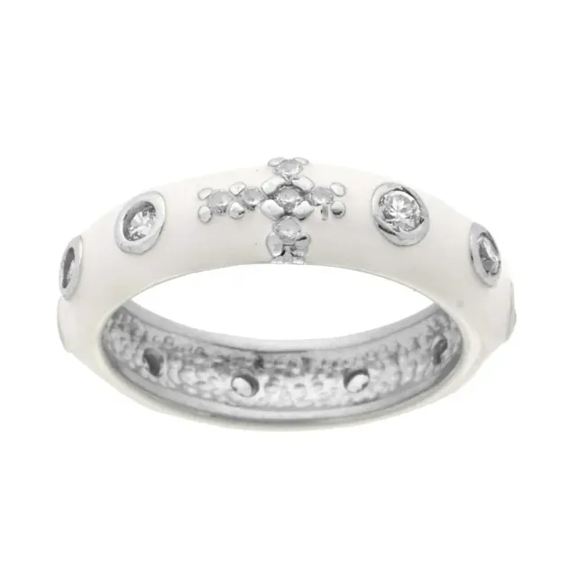 Ornamenta Rosario Smalto Bianco anello argento 925 misura 10