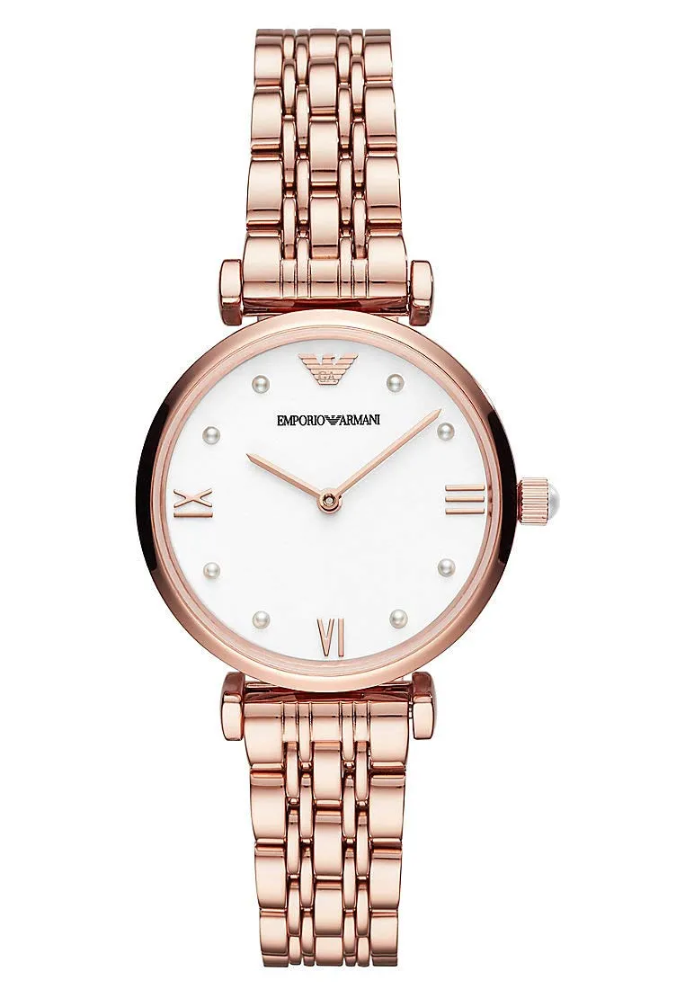 Emporio Armani orologio donna oro rosa glitter bianco