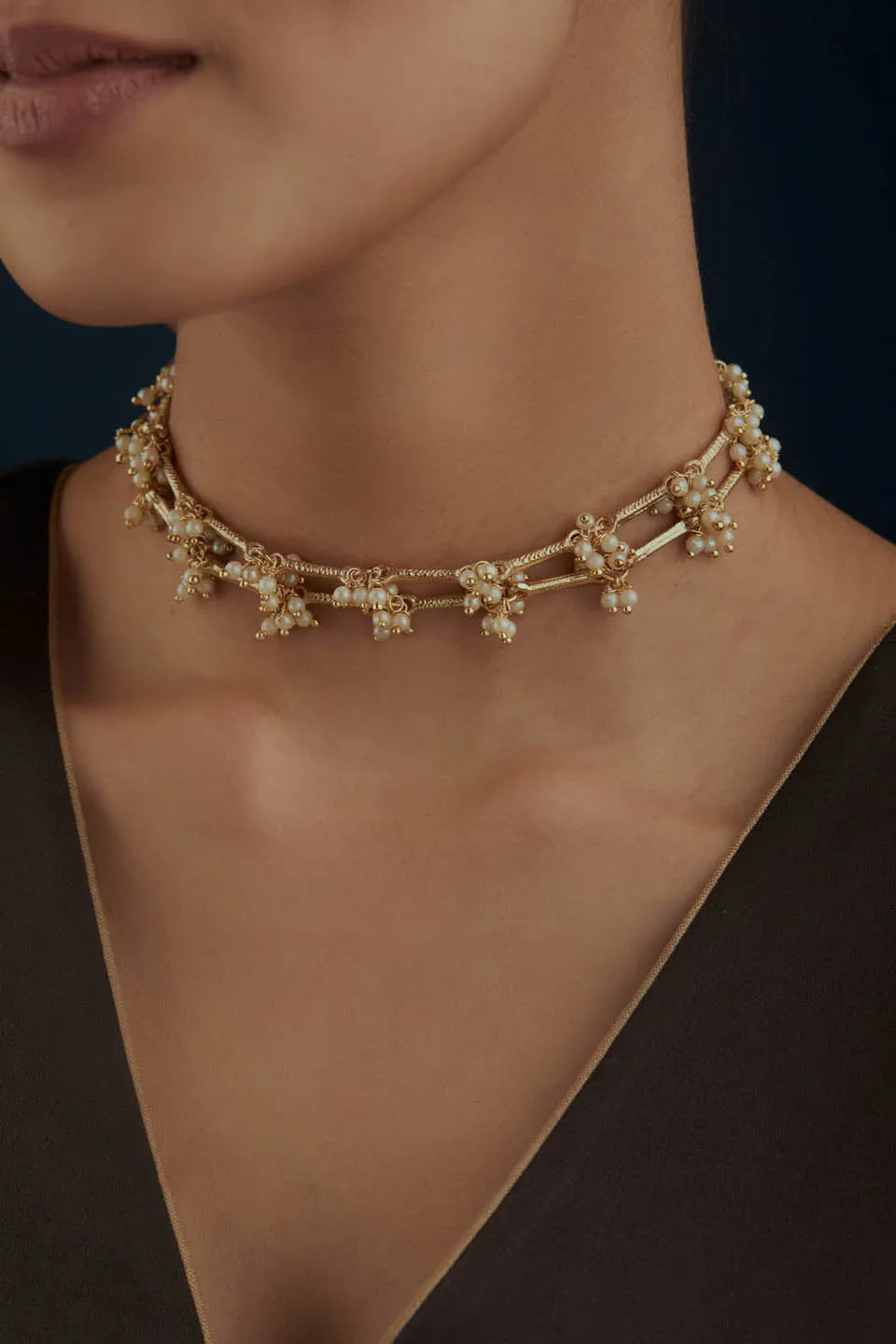 House of Tuhina Noor Double Pearl collana doppia perle