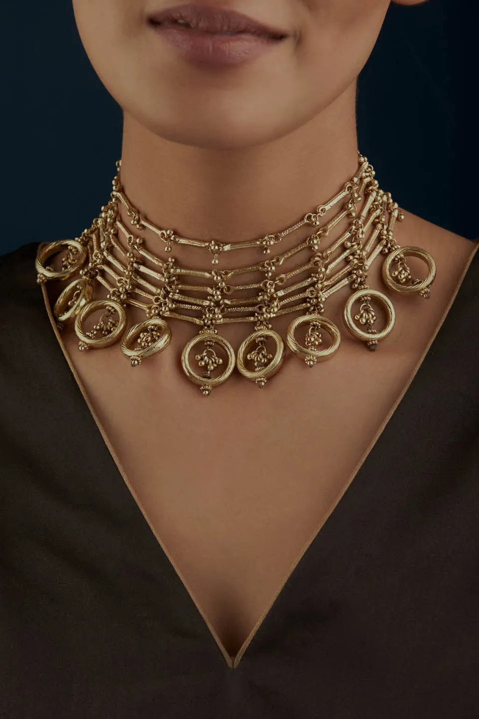 House of Tuhina Festive Ring Necklace collana Jaipur Gold
