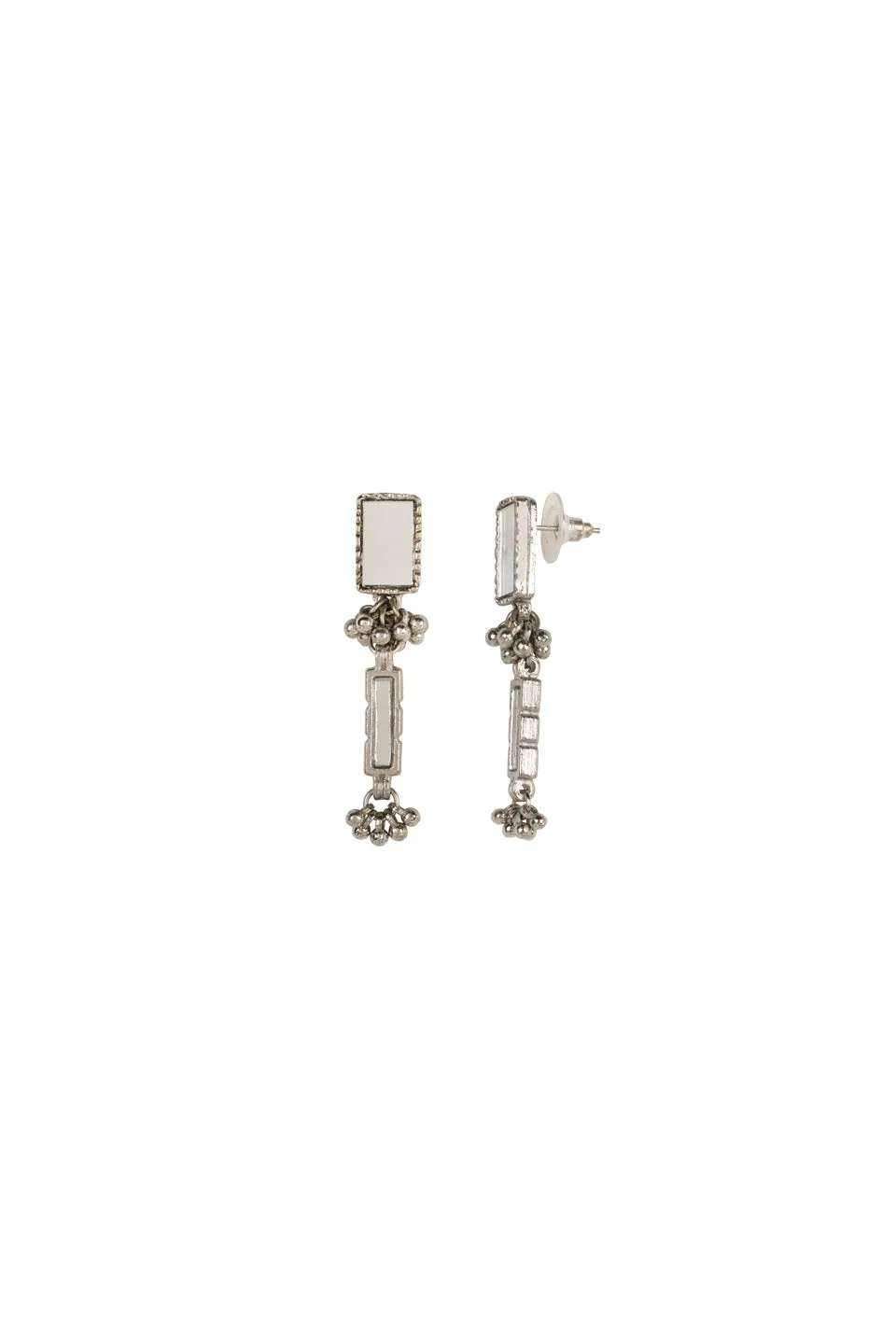 House of Tuhina Mirror Silver Brick Drops orecchini argento