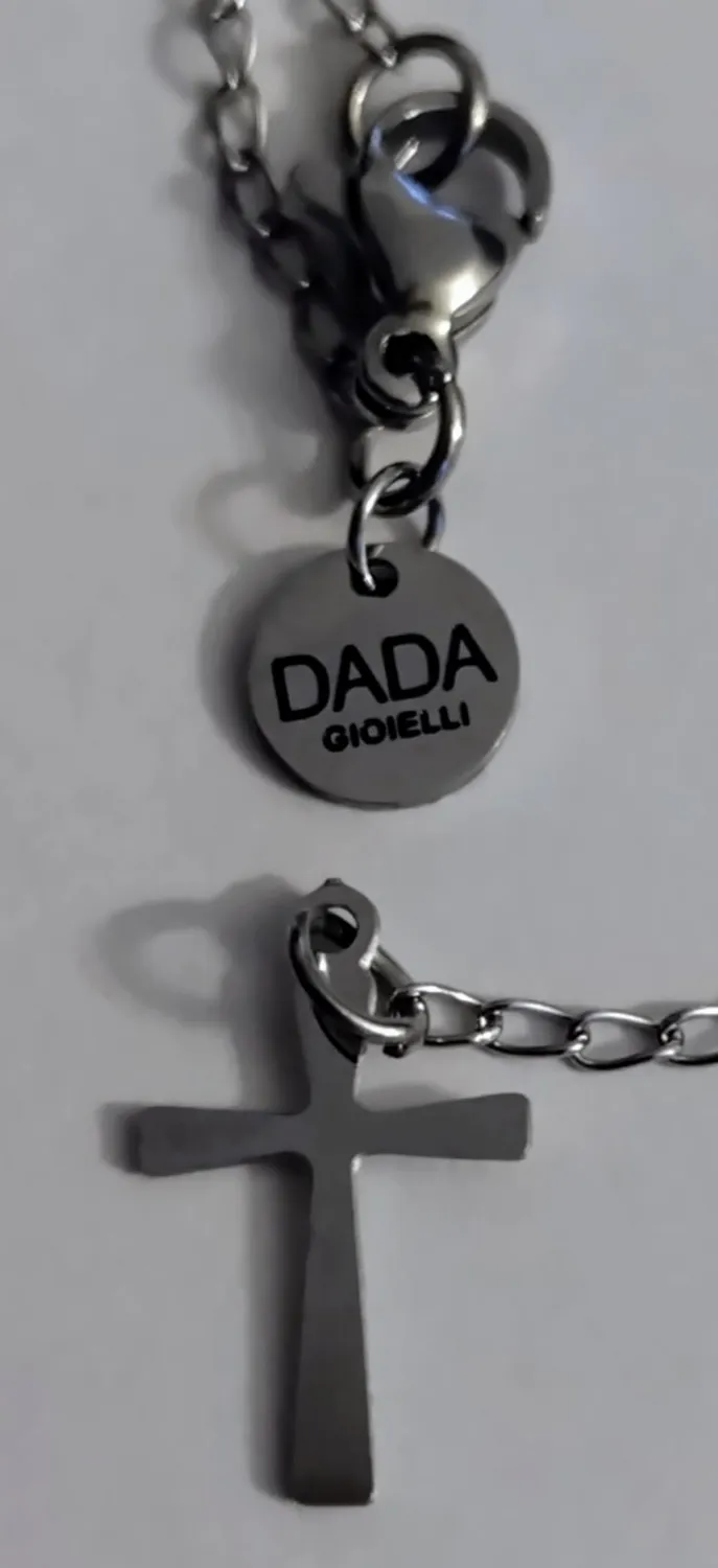 Dada Gioielli Collana Rosario Acciaio Argento e Nero