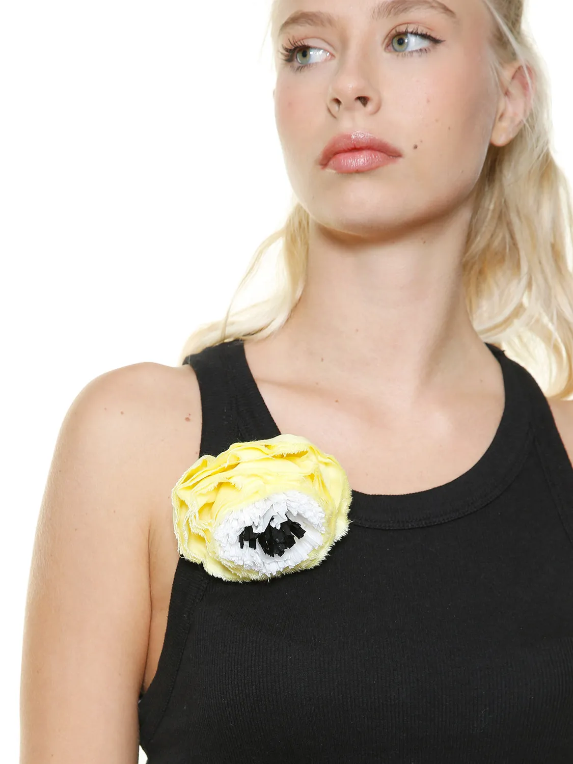 Rada spilla fiore cotone verde giallo marrone