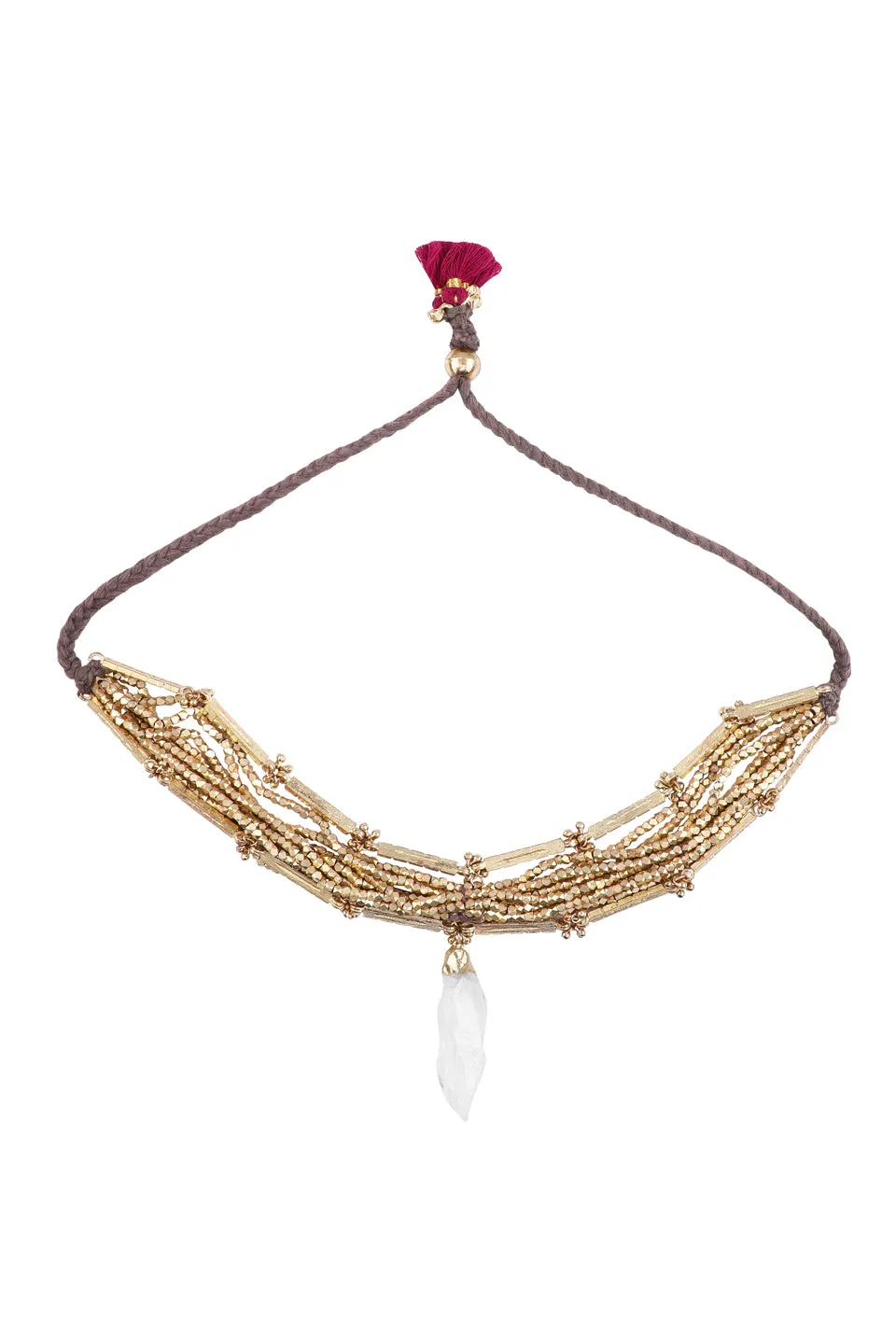 House of Tuhina Multi Layer choker pietre oro