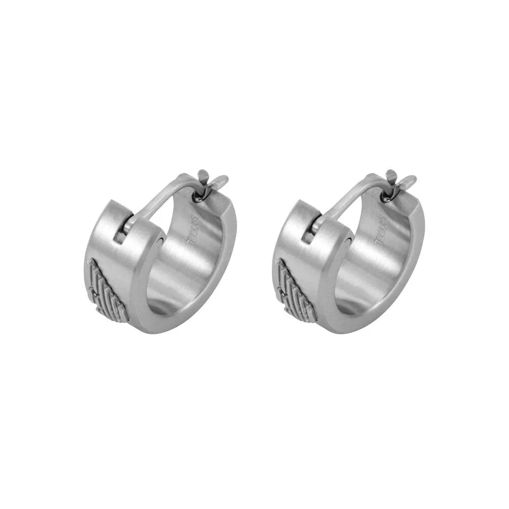 Emporio Armani orecchini cerchio acciaio argento uomo