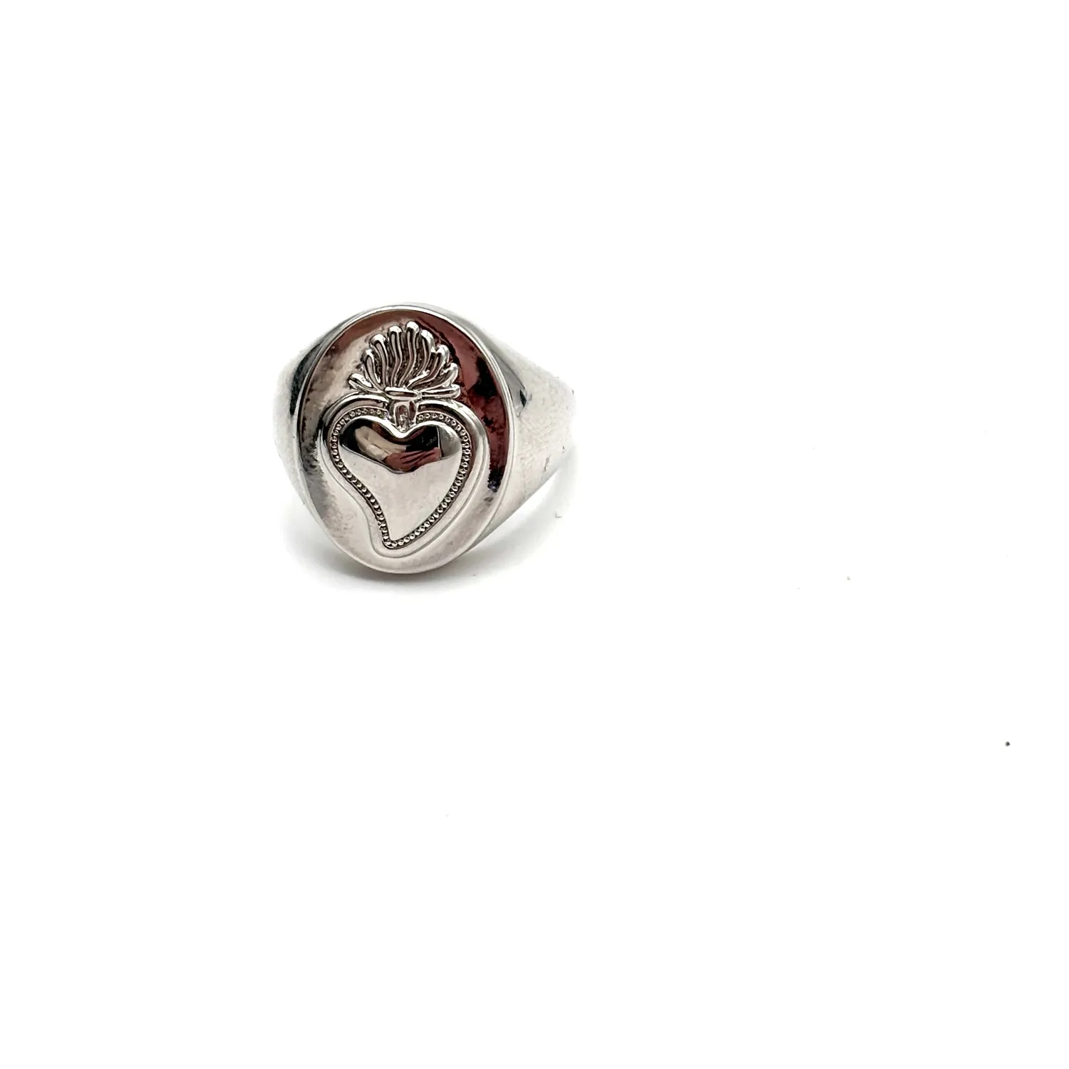 Ornamenta Anello Sacro Cuore argento acciaio regolabile