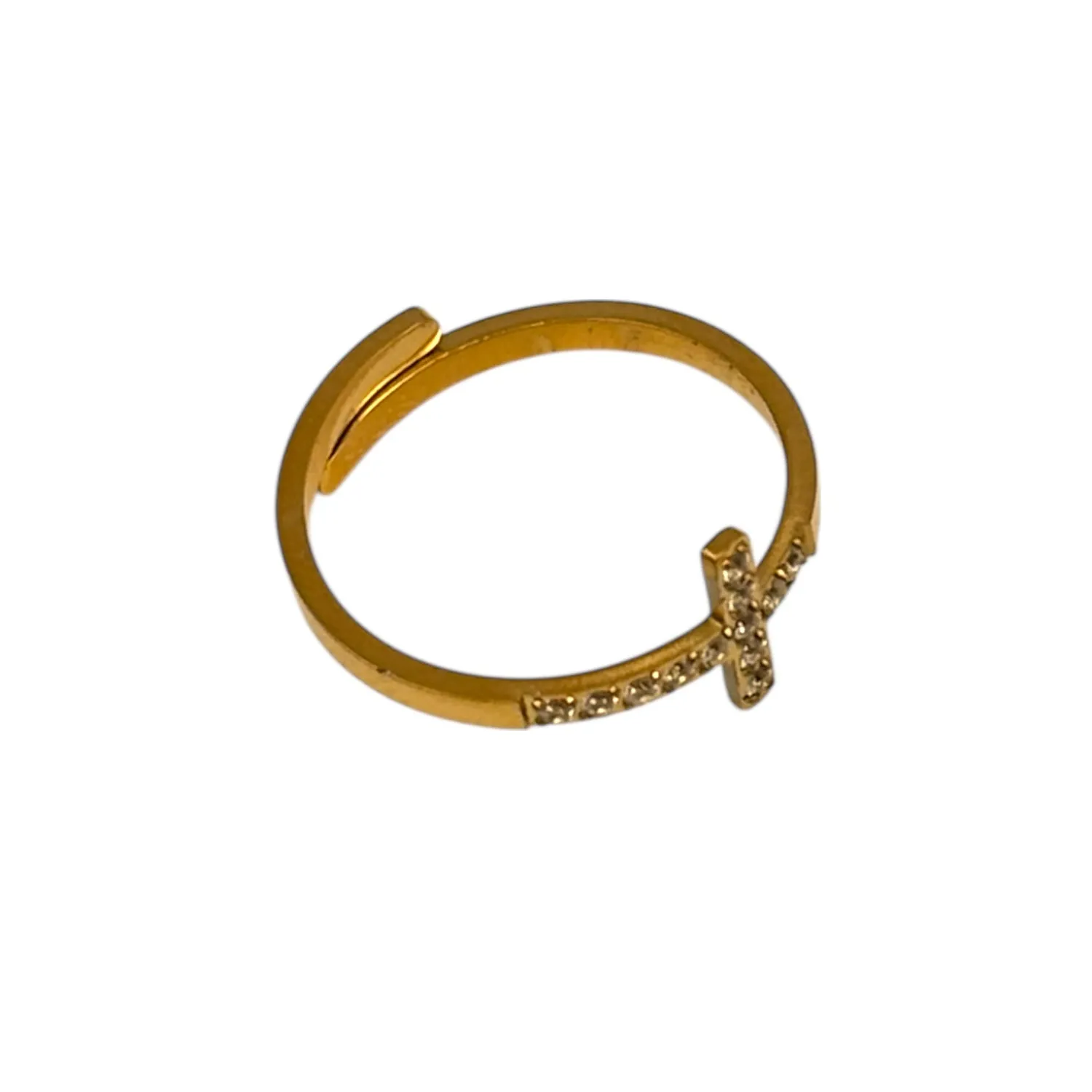 Ornamenta Croce Anello Lineare Acciaio Dorato Regolabile