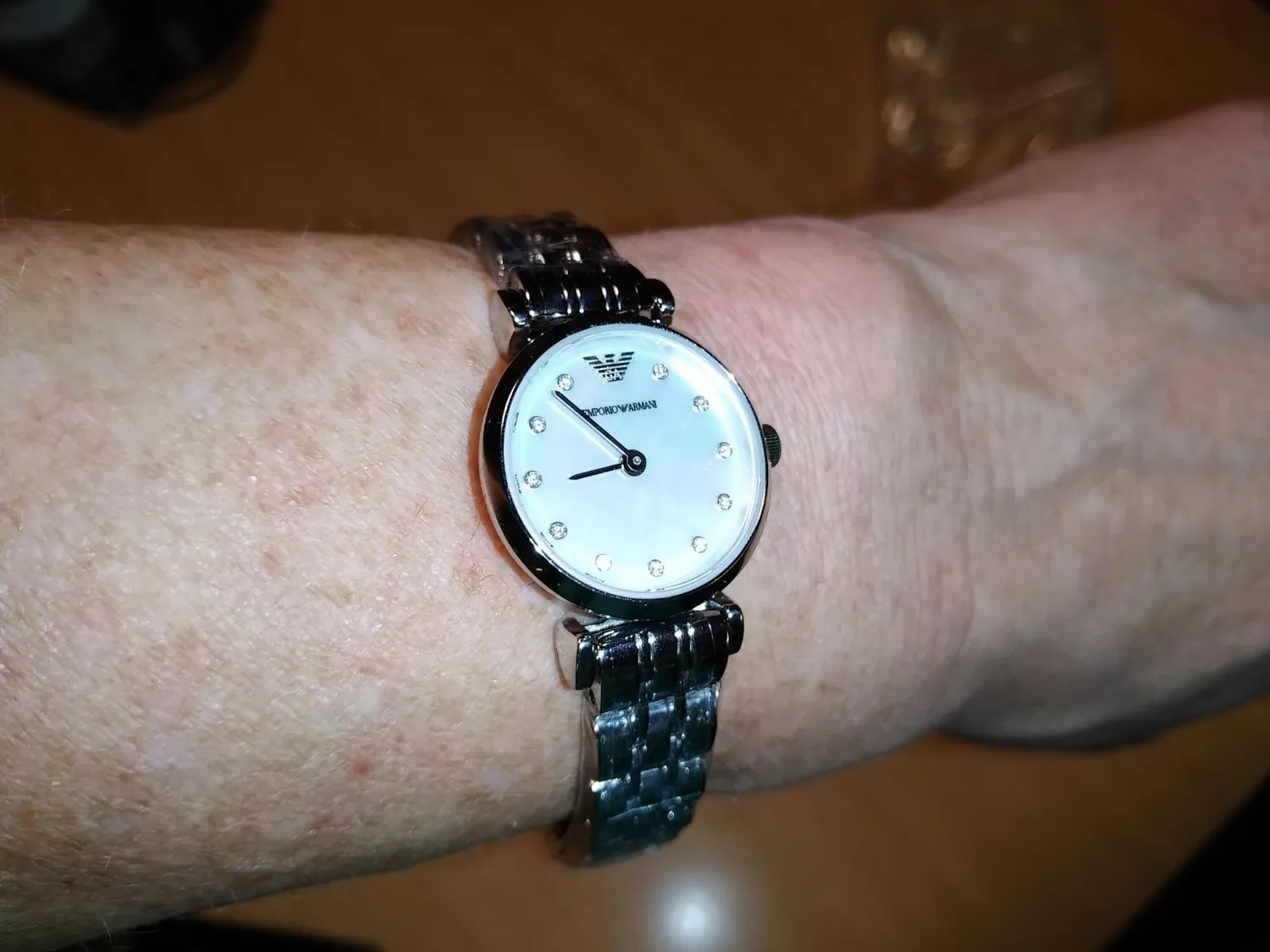 Emporio Armani orologio donna argento e bianco madreperla