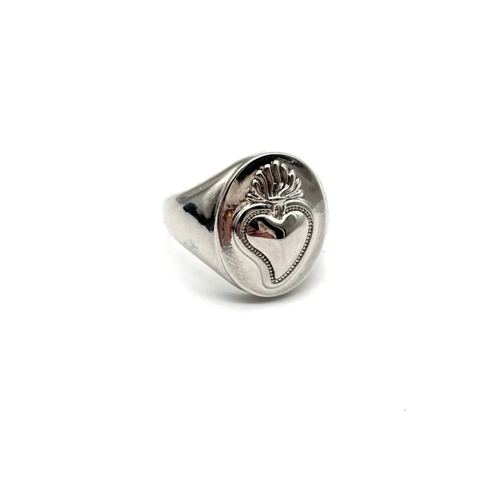 Ornamenta Anello Sacro Cuore argento acciaio regolabile