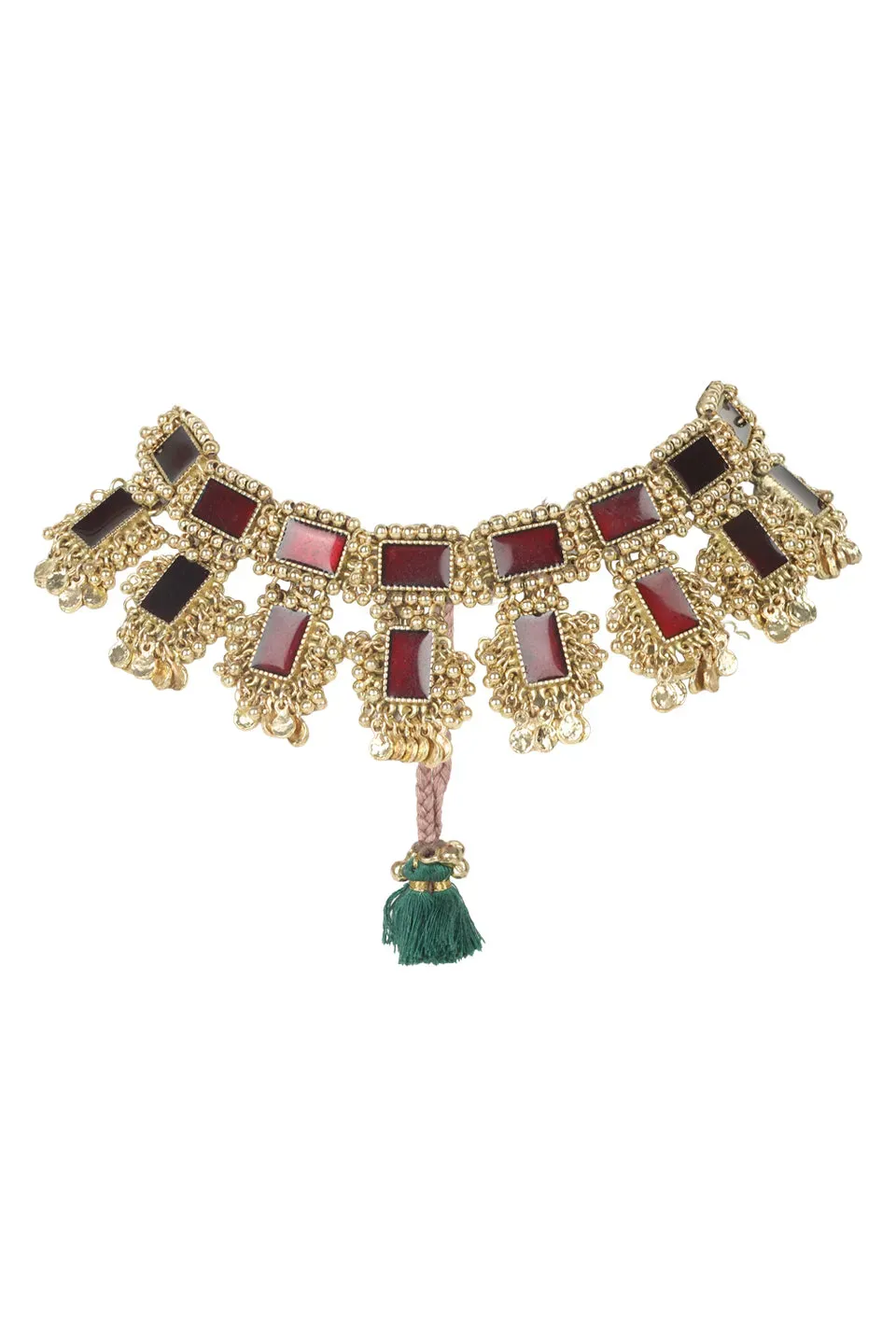 House of Tuhina Rudrana Collana Smaltata Bordeaux Pietre