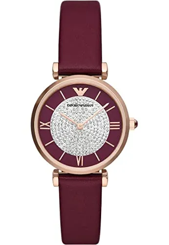 Emporio Armani AR11487 Orologio Donna 32mm Pelle Bordeaux