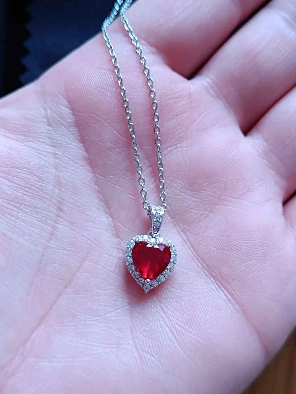 Dada Gioielli Collana Cuore 12mm Punto Luce Argento Rubino