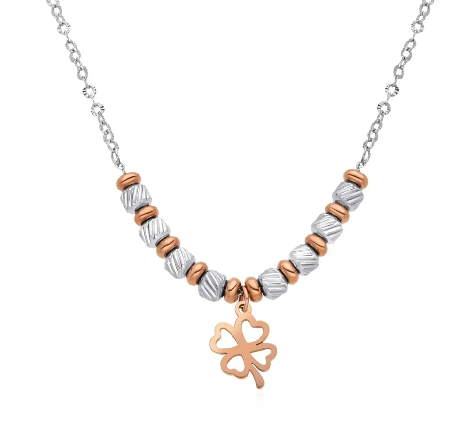 Dada Gioielli Quadrifoglio Collana Donna Oro Rosa Argento Acciaio