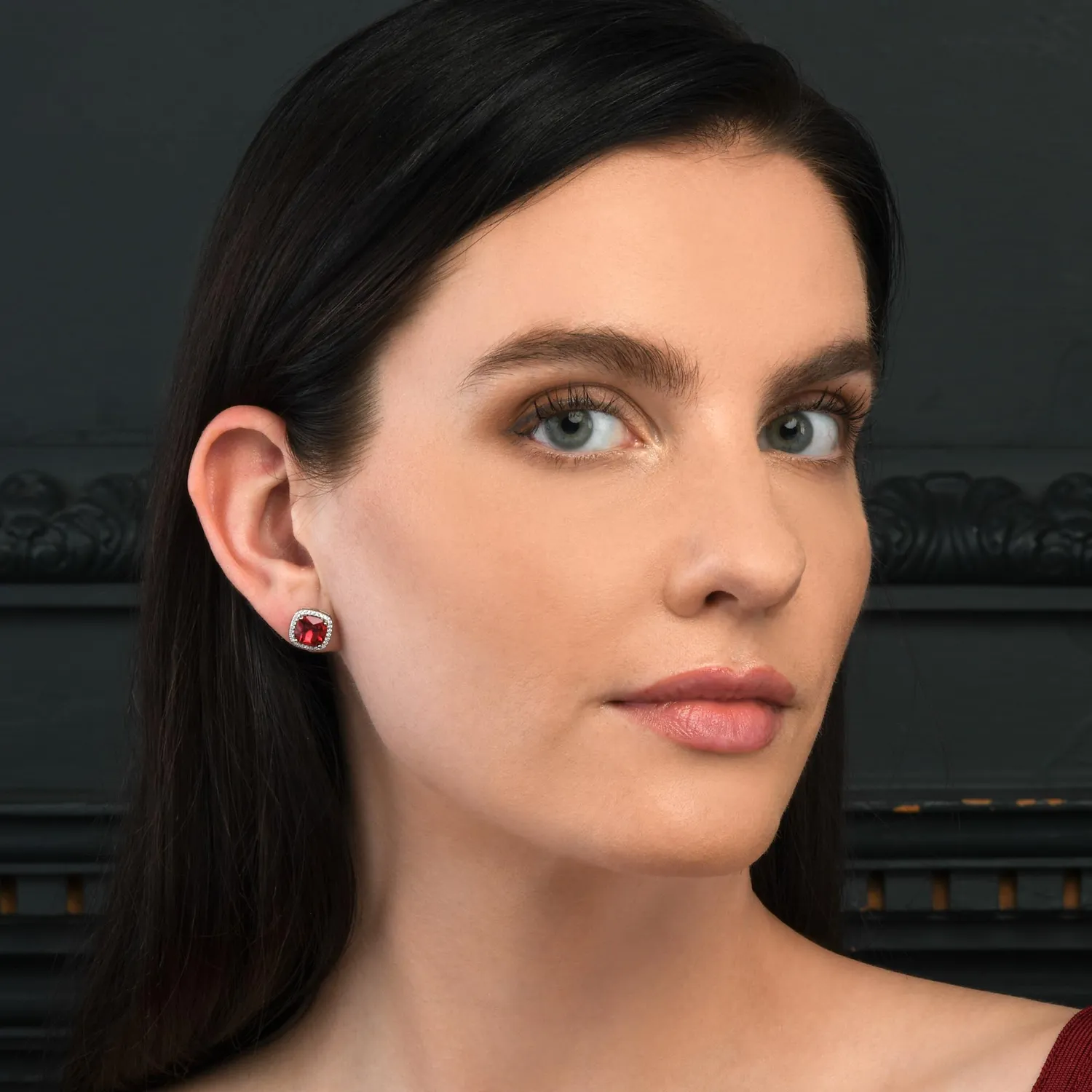 Diamond Treats Orecchini Taglio Cuscino Argento 925 Rosso-Argento