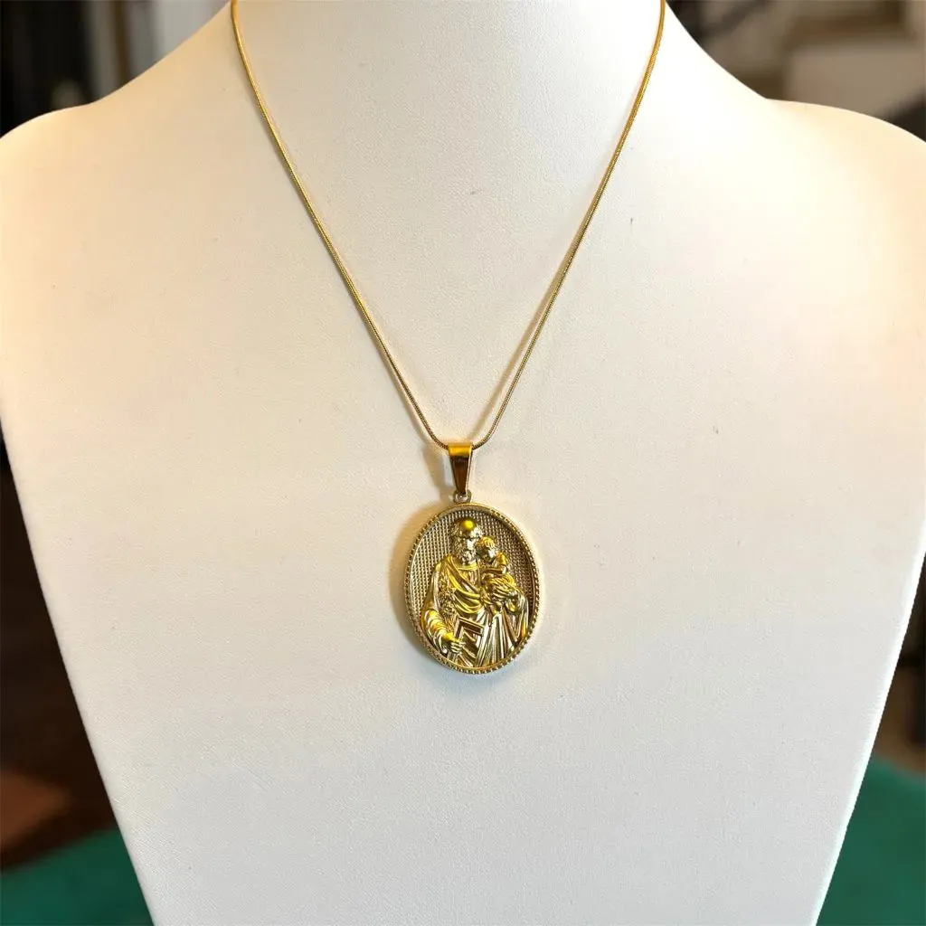 Ornamenta collana San Giuseppe acciaio oro 40-45 cm