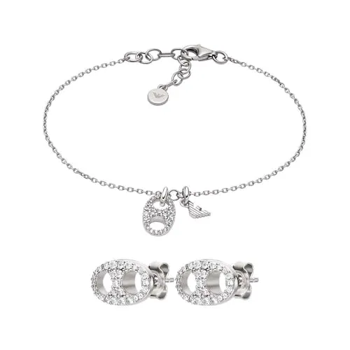 Emporio Armani set bracciale orecchini argento donna