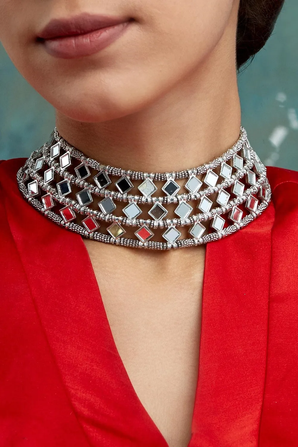 House of Tuhina Mirror Mumtaz choker oro specchi