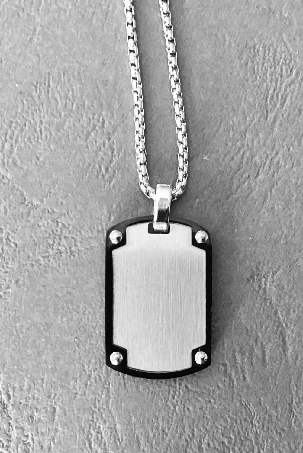 Dada Gioielli Piastrina Militare Collana Uomo Nero Acciaio