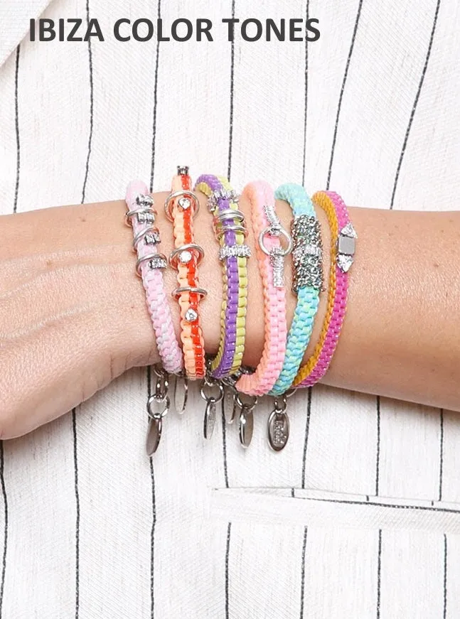 Rada Scoubidou Bracciale Turchese Verde intrecciato con cristalli