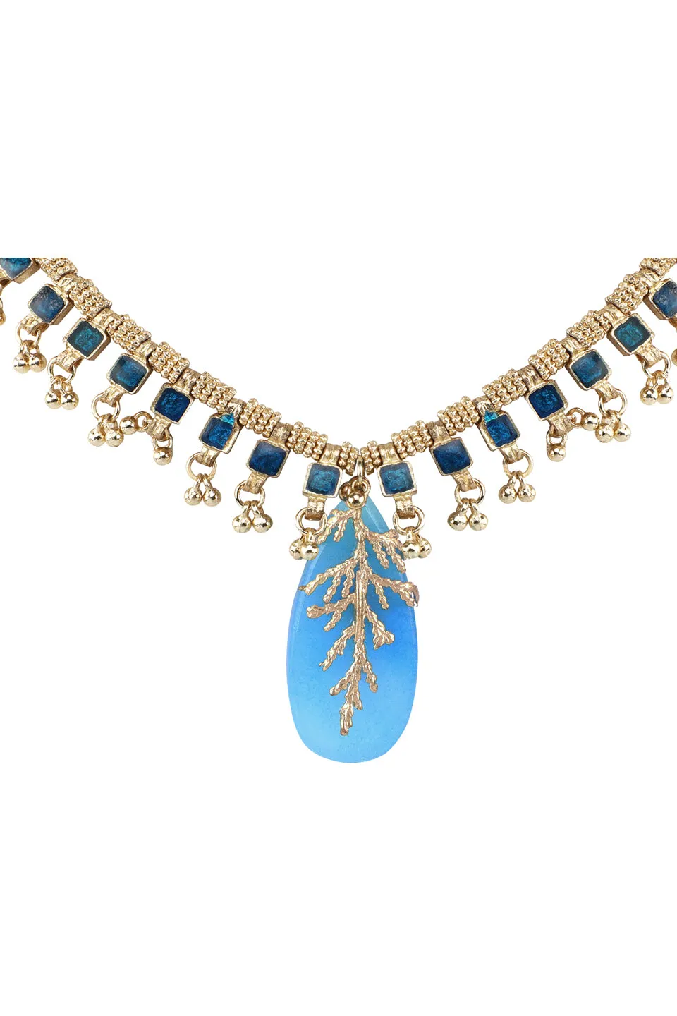 House of Tuhina Falak Leaf Stone choker grigio smalto