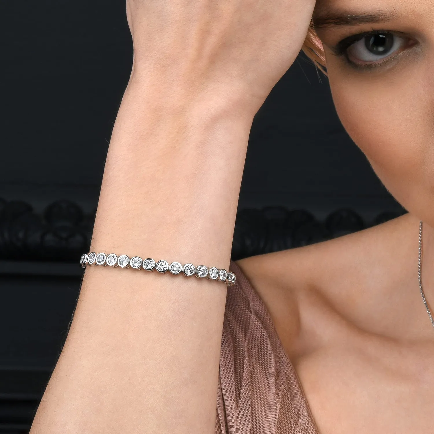 Diamond Treats Bracciale Tennis Donna Argento 925 Zirconi 19 cm