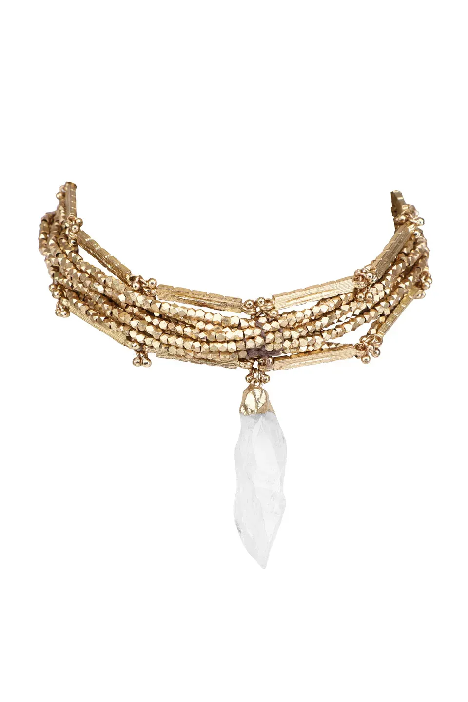 House of Tuhina Multi Layer choker pietre oro