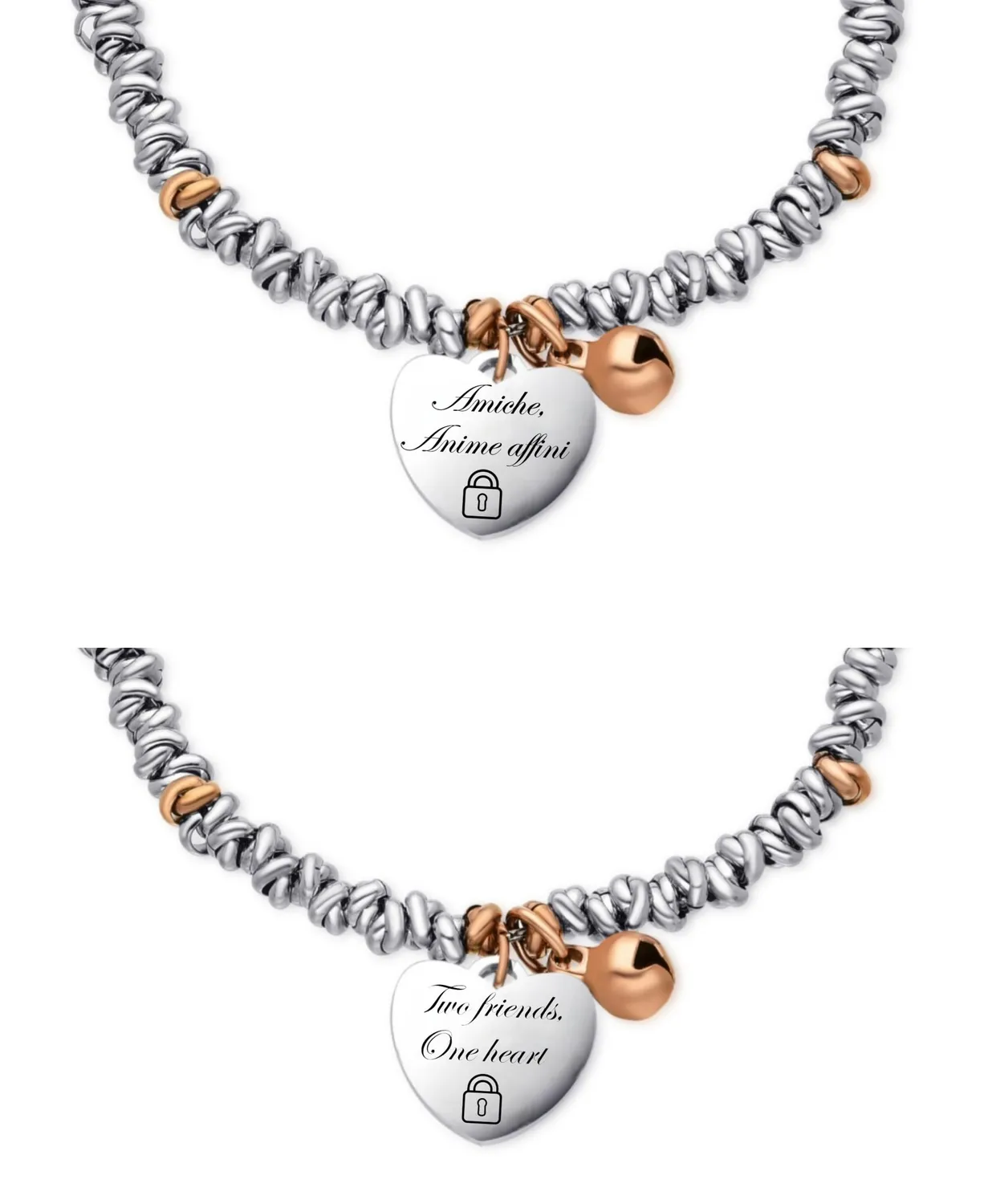 Dada Gioielli Migliori Amiche bracciale rodio oro rosa cuore