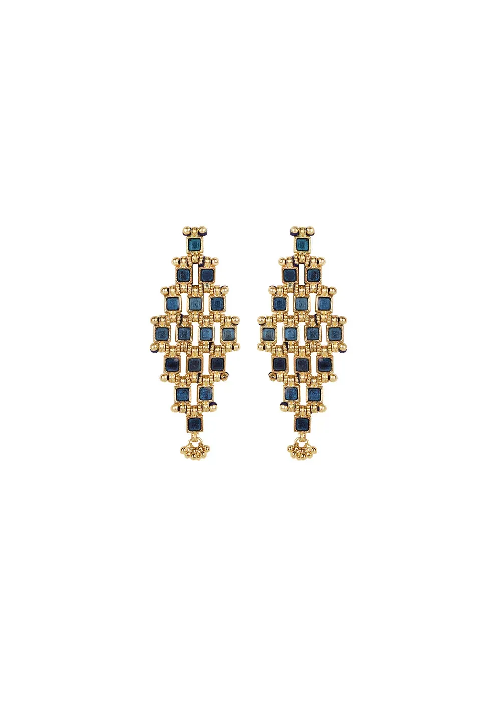 House of Tuhina Amodini orecchini blu reale oro