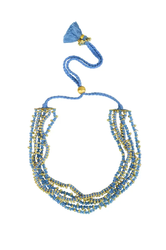 House of Tuhina Ruhani collana Blue Grey oro sun