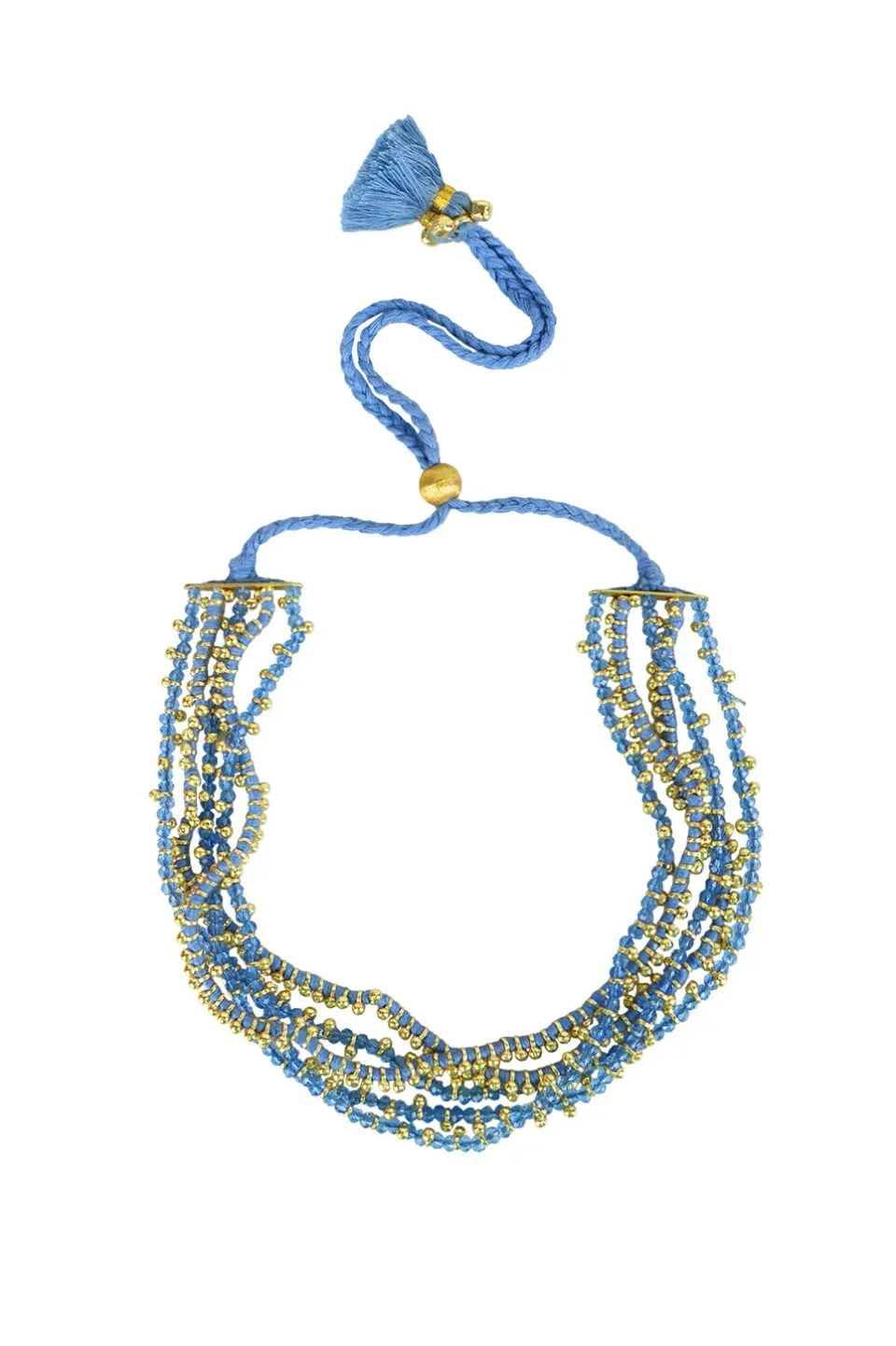 House of Tuhina Ruhani collana Blue Grey oro sun