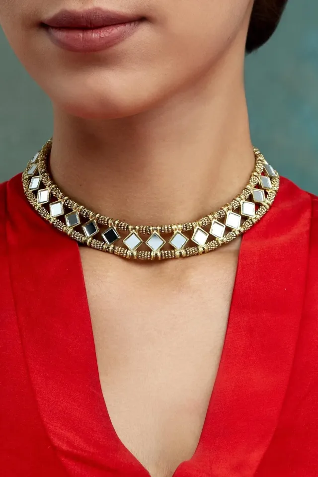 House of Tuhina Mirror Mumtaz choker girocollo specchi
