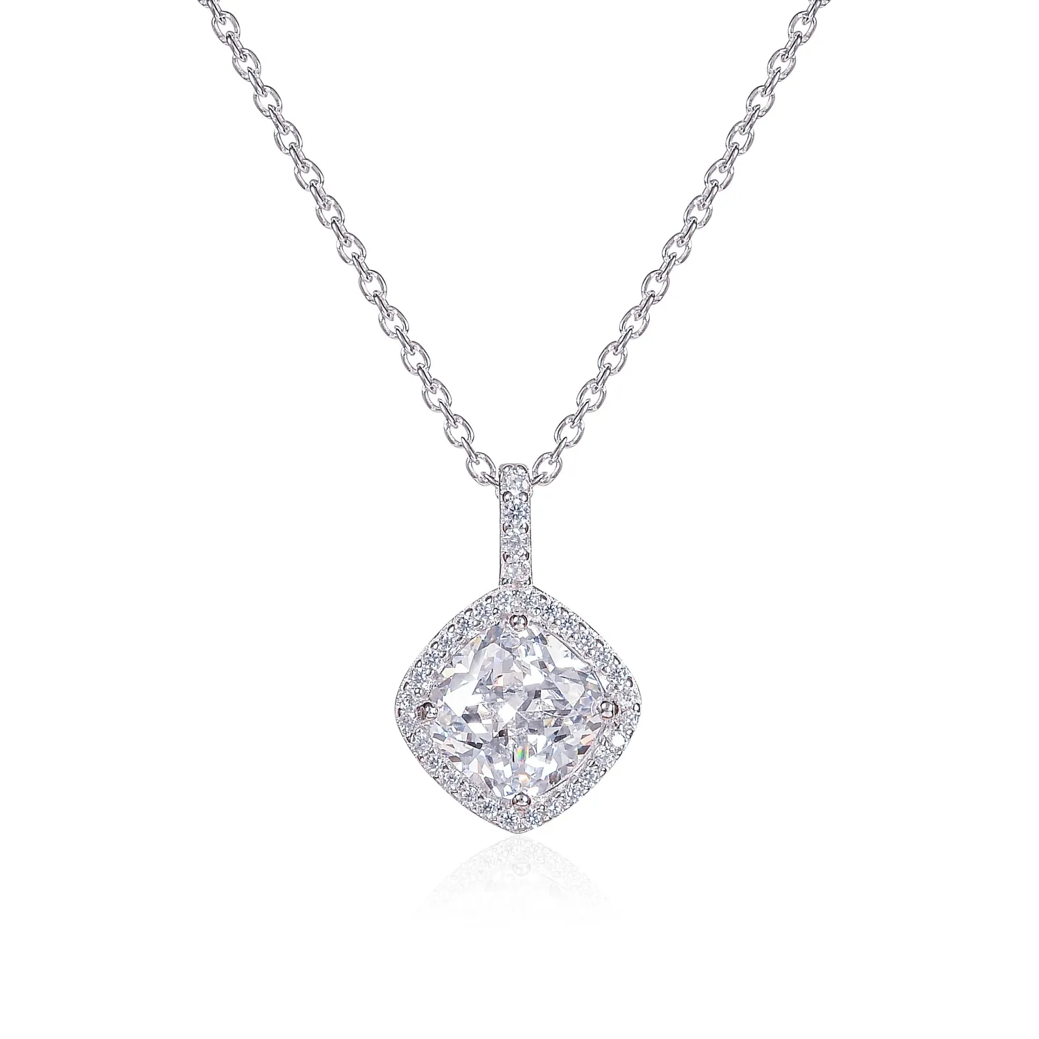 Diamond Treats Taglio Cuscino collana argento 925 rossa zirconi