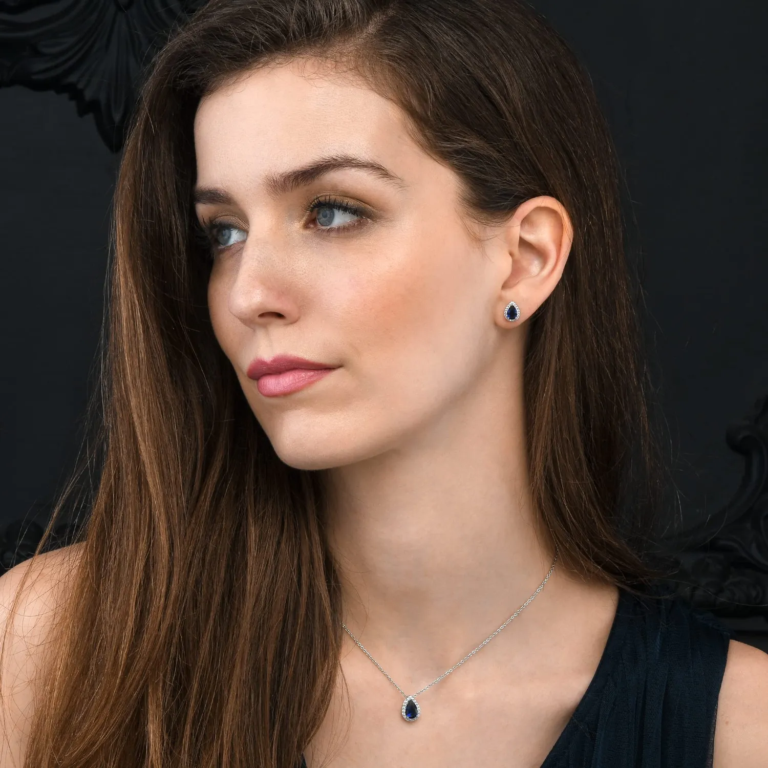 Diamond Treats Collana Goccia Blu Argento 925 Zirconi