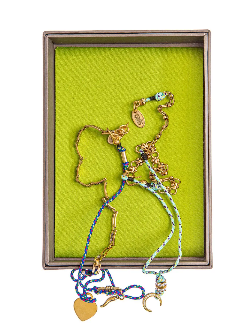 Rada Set due collane cordoncino con ciondoli strass