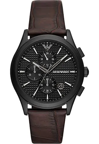 Emporio Armani cronografo uomo 42mm marrone nero acciaio